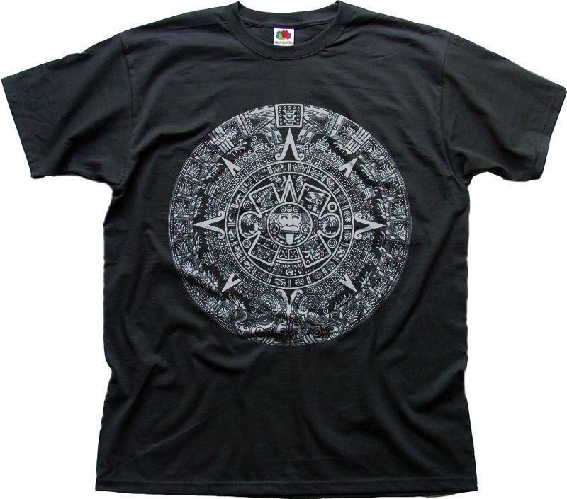 T-shirt noir 0109, calendrier mythique maya-aztèque 2012, jour du jugement dernier