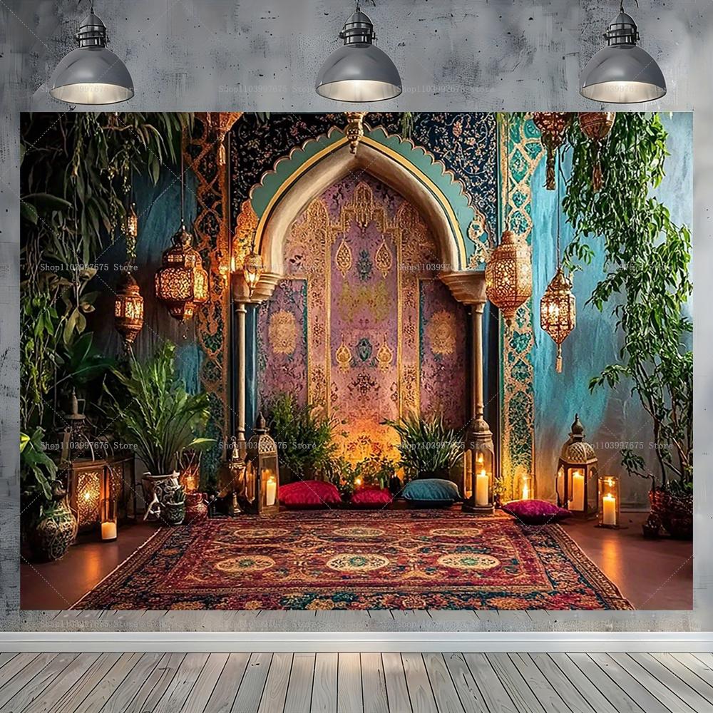 Moroccan Palace Backdrop Arabian Middle Eastern Interior Palace Photography Background for Kids Baby Shower Birthday Party Decor4