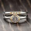 Huitan Vintage Women Two Tone Ring Inlaid Bright Round CZ Simple Style Party Daily Low-key Anti CopperColor Accessories Jewelry