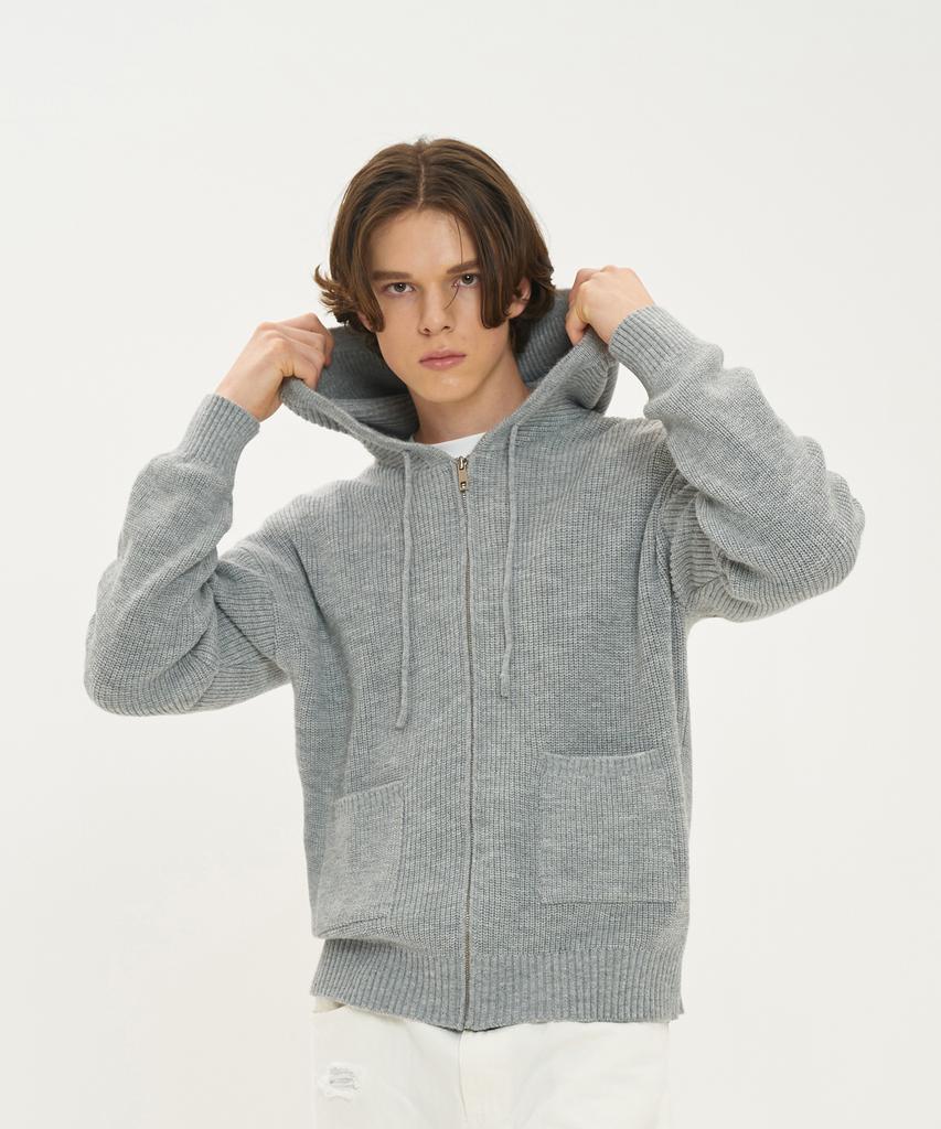 BLOND9 Felpa con Cappuccio e Zip a Coste_Grigio