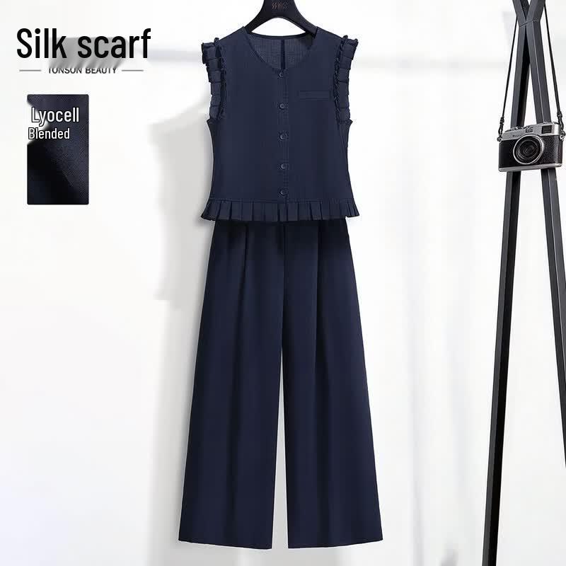 Women s Tencel-Linen Sleeveless Two-Piece Set XXL
