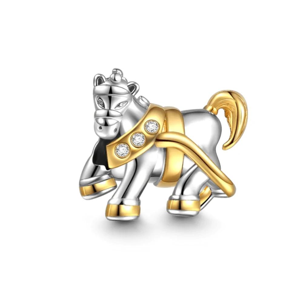 925 Silver Squirrel Fox Lion Rabbit Charm Beads DIY Bracelet Women Fashion Jewelry Gift