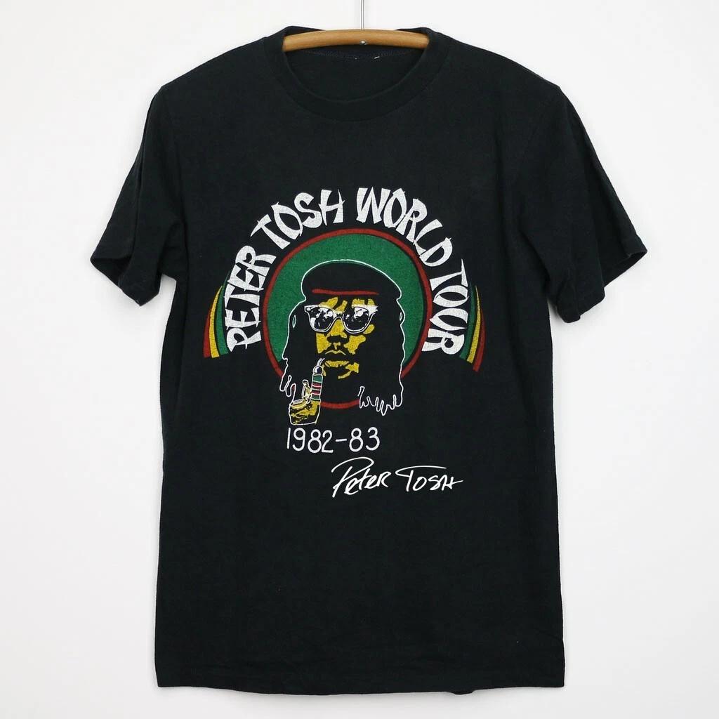 Мужские и женские футболки Peter Tosh World Tour подписанная футболка Черная с коротким рукавом S-5XL XL