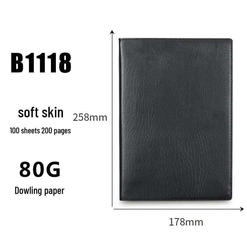 A5 Super Dickes Business-Notizbuch - B5 Schwarzes Ledercover für Besprechungen und Büroaufzeichnungen