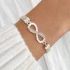 3 Pcs Women Bracelets Rhinestone Decor Hollow Infinite Symbol Heart Stackable Wrist Jewelry Lady Prom Party Wedding Bangle Set