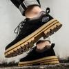 Autumn Men Casual Shoes Suede Leather Work Shoes Male Lace-up Flats Sneakers Platform British Business Party Dress Shoes