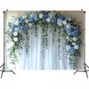 2D Flat Blue Hydrangea & Rose Backdrop for Bridal Shower Decor