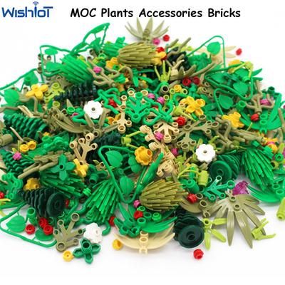 MOC Pflanzen Zubehör Steine Gras Baum Blatt Blume Busch Dschungel Bausteine Stadt Haus Straße Kinder Puzzle Zusammenbau Spielzeug