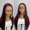 AIMEYA Burgundy Lace Front Wig Heat Resistant Synthetic Long Straight Wig for Black Women Natural Hairline Daily Used Cosplay