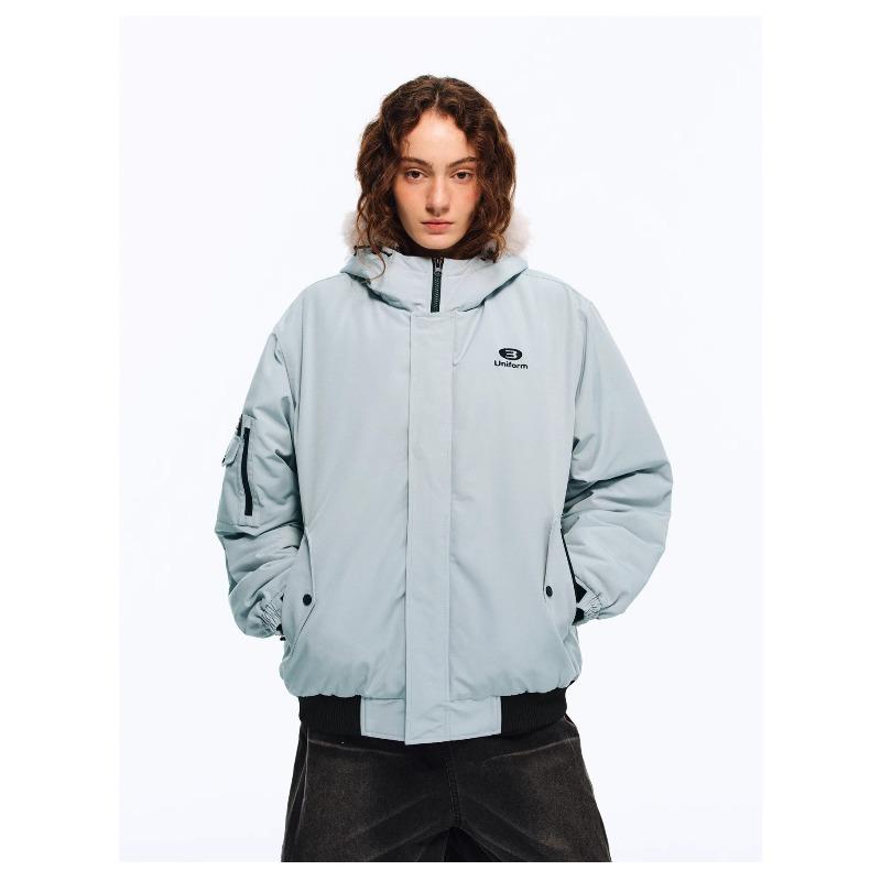 

Короткая парка с капюшоном, хлопковое пальто, зимнее утолщенное, воротник из меха гуода, повседневное, парное хлопковое пальто XL синий