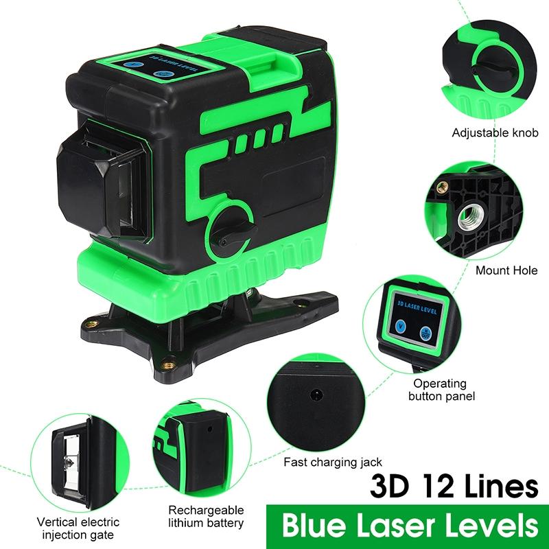 New 3D 12 Green Lines Laser Level+Tripod+Bag 505nm 360 Degree Rotation Auto Leveling Horizontal Vertical Laser Beam for Wall