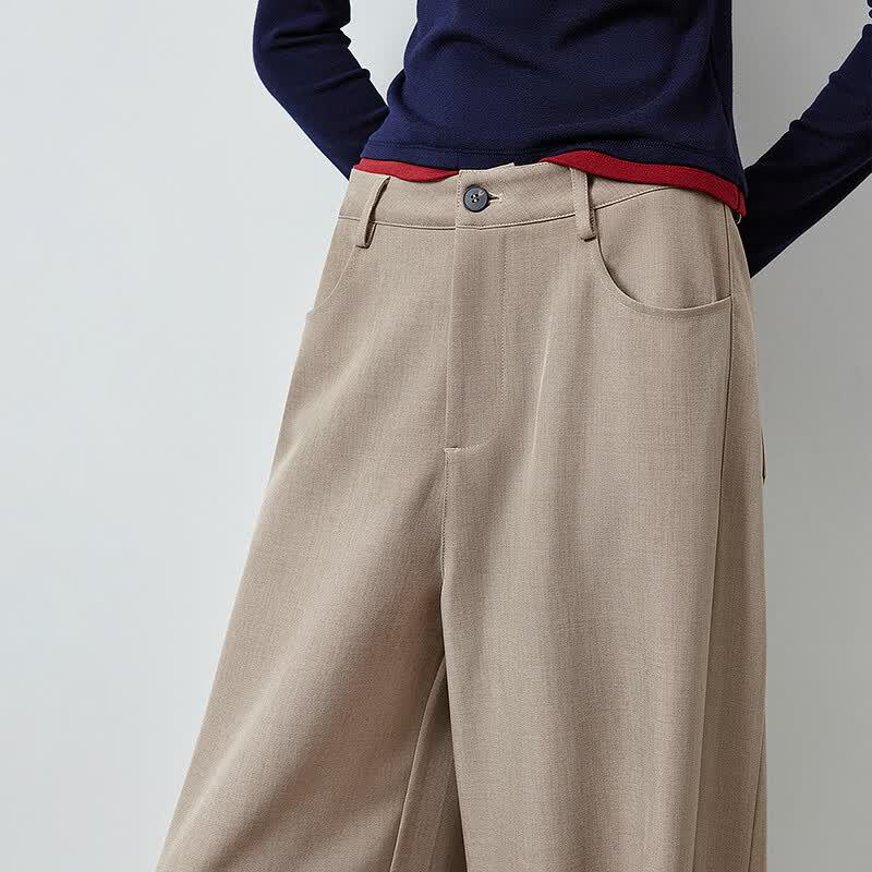 Women's Draped Wide-Leg Suit Pants