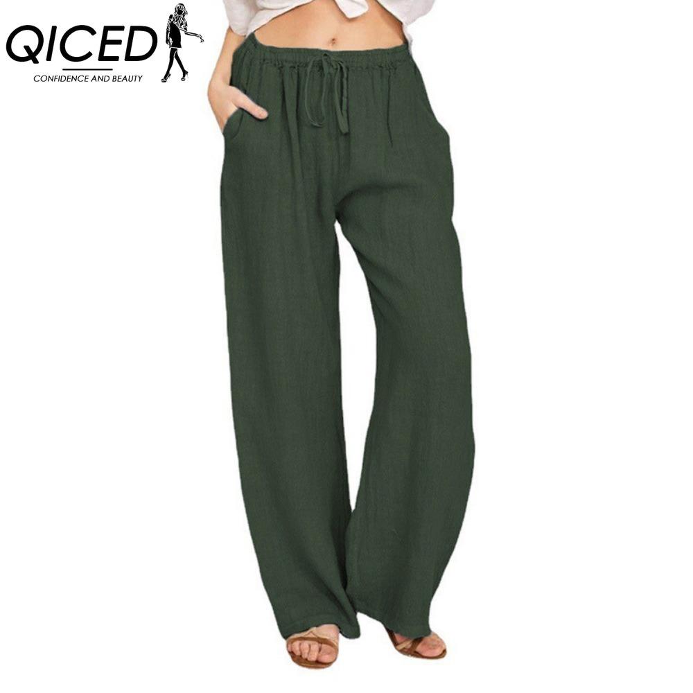 

QICED 10 цветов Женские модные повседневные однотонные брюки и капри с принтом XXL зелёный