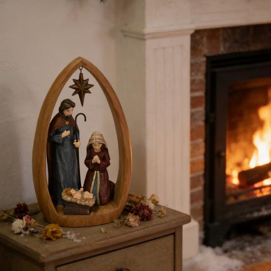 Nativity Scene Figurine Resin Holy Family Ornament Mary Joseph And Baby Jesus Statue Religious Christmas Table Centerpiece Gift for Christians