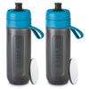 BRITA Portable Water Filter Bottle, Set of 2, 600ml, Active Blue Micro Disc Filters [Official Japanese Product]