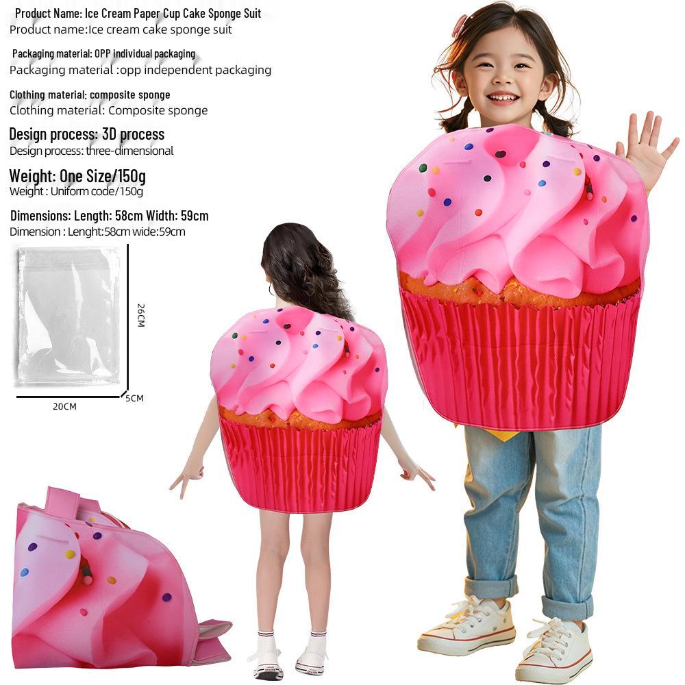 Kids' Halloween Cosplay Ice Cream Cupcake Costume