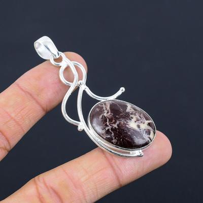 Oval Natural Coconut Jasper 925 Silver Birthday Bezel Anniversary Unique Pendant