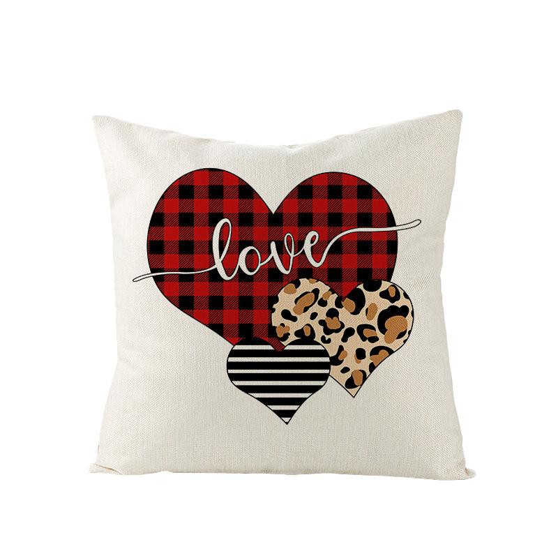 Plaid Valentine's Day Pillow Cover Polyester Printed Love Sofa Cushion Cover Nordic Bedroom Sofa Cushion