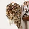 New cotton and linen feel simple color matching letter O scarf fashion travel sunscreen yarn