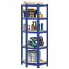 VidaXL 5-Tier Corner Shelf Blue Steel and Engineered Wood, Garage Shelf, Garage Storage Shelf, 4016945