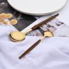20 piezas/5 piezas de vajilla de acero inoxidable cuchillo tenedor cuchara espejo plata dorado mango de madera lavavajillas cocina cubiertos occidentales
