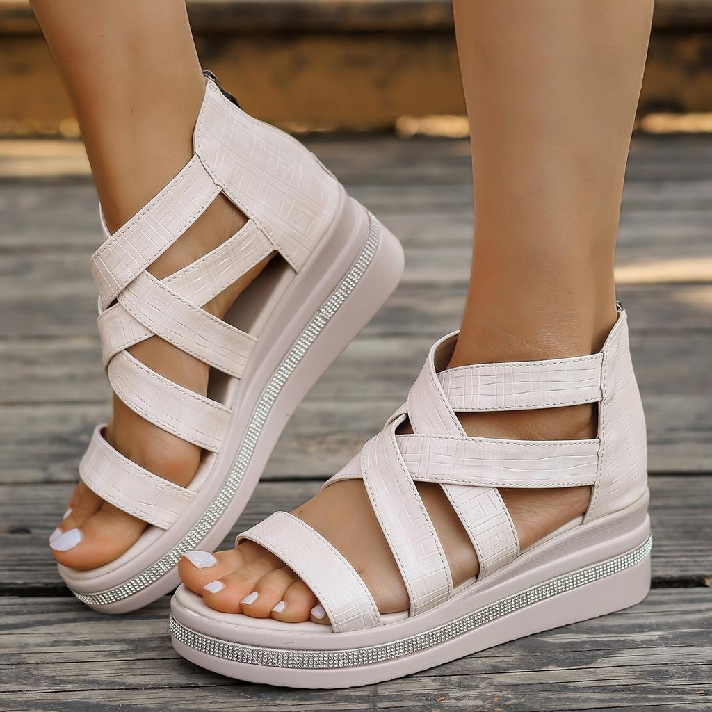 Fashion Plus Size 36-43 Shoes for Women Summer Fashion Platform Sandals Comfortable Wedges Zipper Sandalias De Mujer Women Sandals