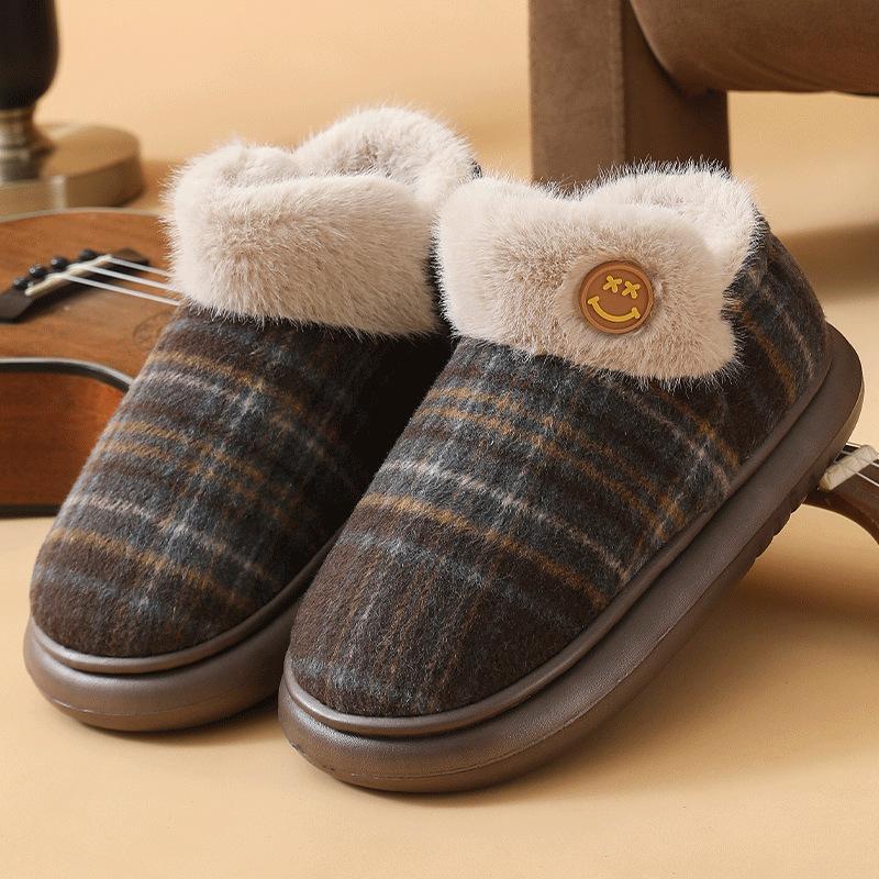 Winter Warm Cotton Slippers Women Men Home Shoes Simple Non-slip Indoor Slides Corduroy Couple Slipper Female Shoes