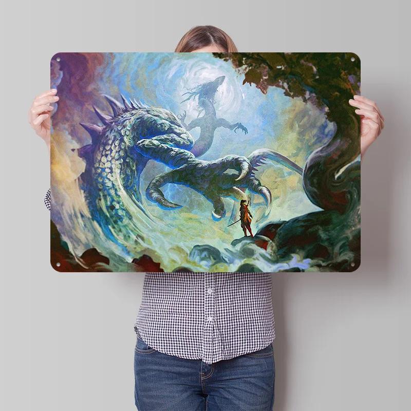 The Eternal Dragon D Texture Metal Poster Customized Wall Art Tin Sign Gift for Mancave Home Decoration Gaming Decor Luxury