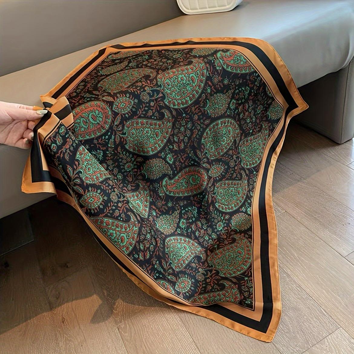 

Легкий квадратный шарф с узором пейсли в винтажном стиле - Мужской модный шейный аксессуар для костюмов и рубашек, Идеальная идея для подарка