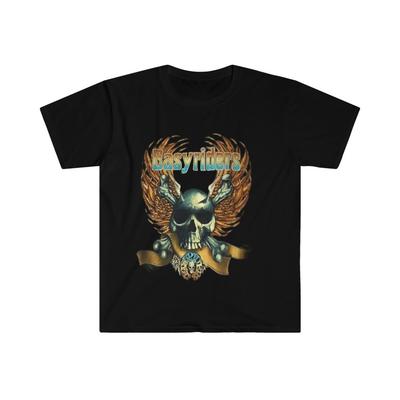 T-shirt unisexe en coton doux. Crâne Easy Rider