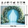 2D Light Blue Wedding Backdrop Floral Arch Ceremony Photography Background