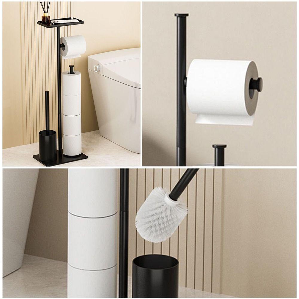 Avec Plateau Porte-rouleau de Papier Toilette sur Pied Support Brosse de Toilette Amovible Rangement Maison
