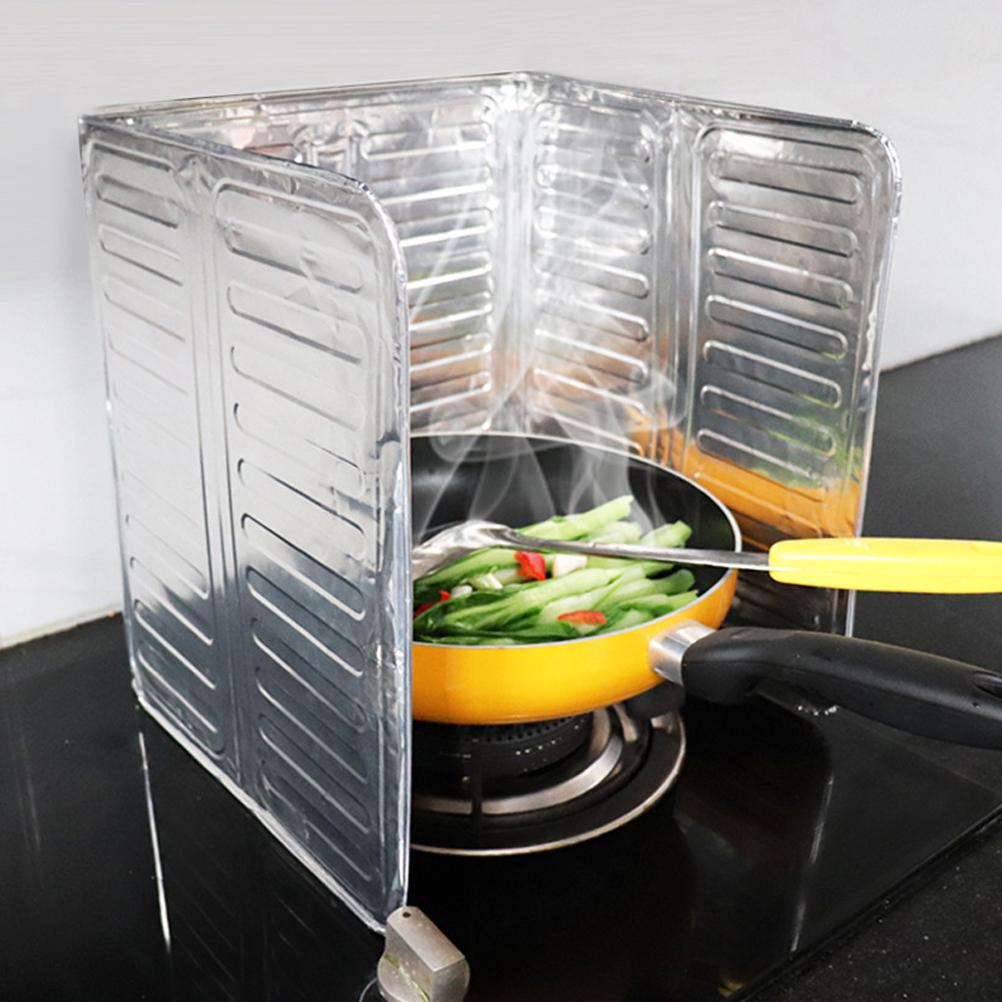 3 Sided Splatter Guard Kitchen Splatter Shield Foldable Oil Proof Plate Board Aluminum Foil Oil