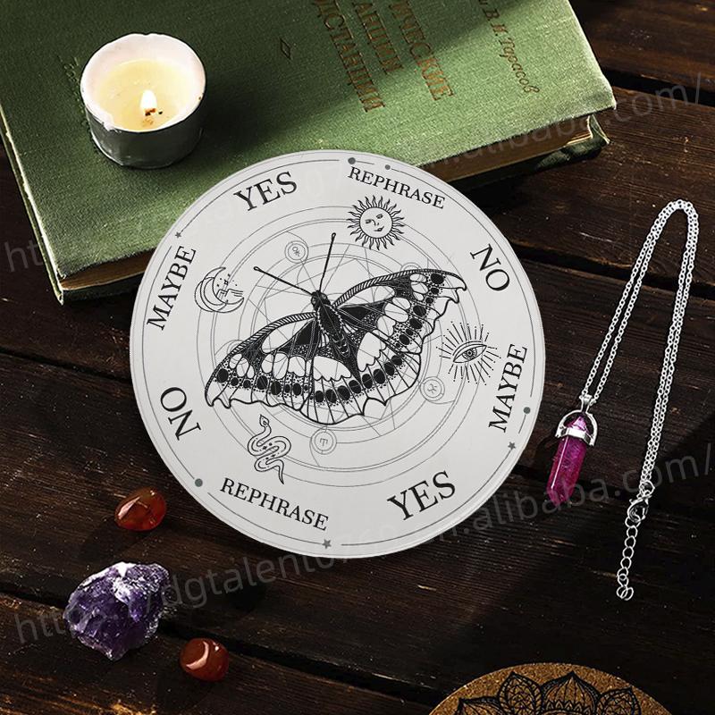 Tailai Divination Dowsing Crystal Altar Witchcraft With  Crystal Dowsing Pendulum Necklace Supplies Kit Butterfly Pendulum Board