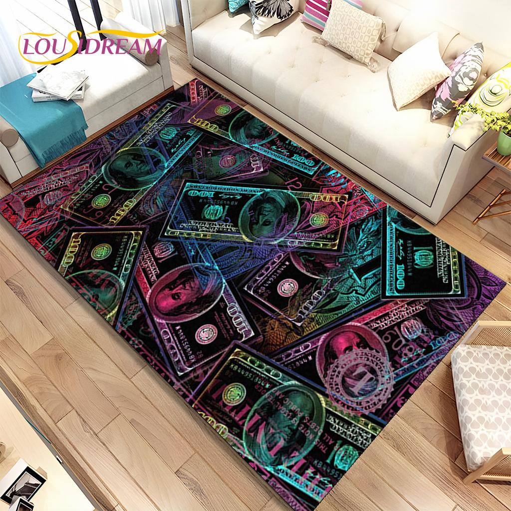 3D Illusion Dollar Euro Money Pattern Area Rug,Carpet Rug for Home Living Room Bedroom Sofa Doormat Decor,kid Non-slip Floor Mat
