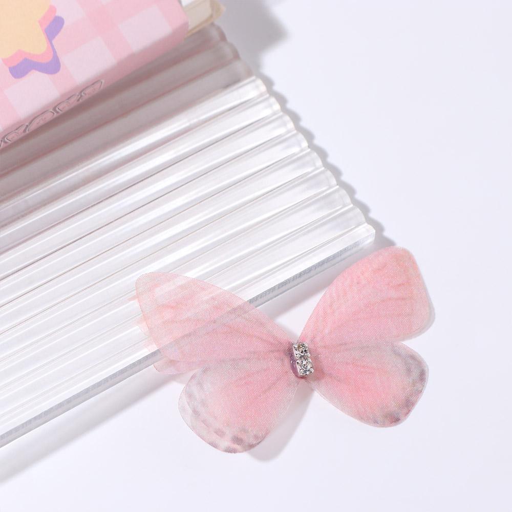 20PCS Rhinestone Gauze Butterfly Applique 3D Cloth Applique Mesh Butterfly Patches Handicraft