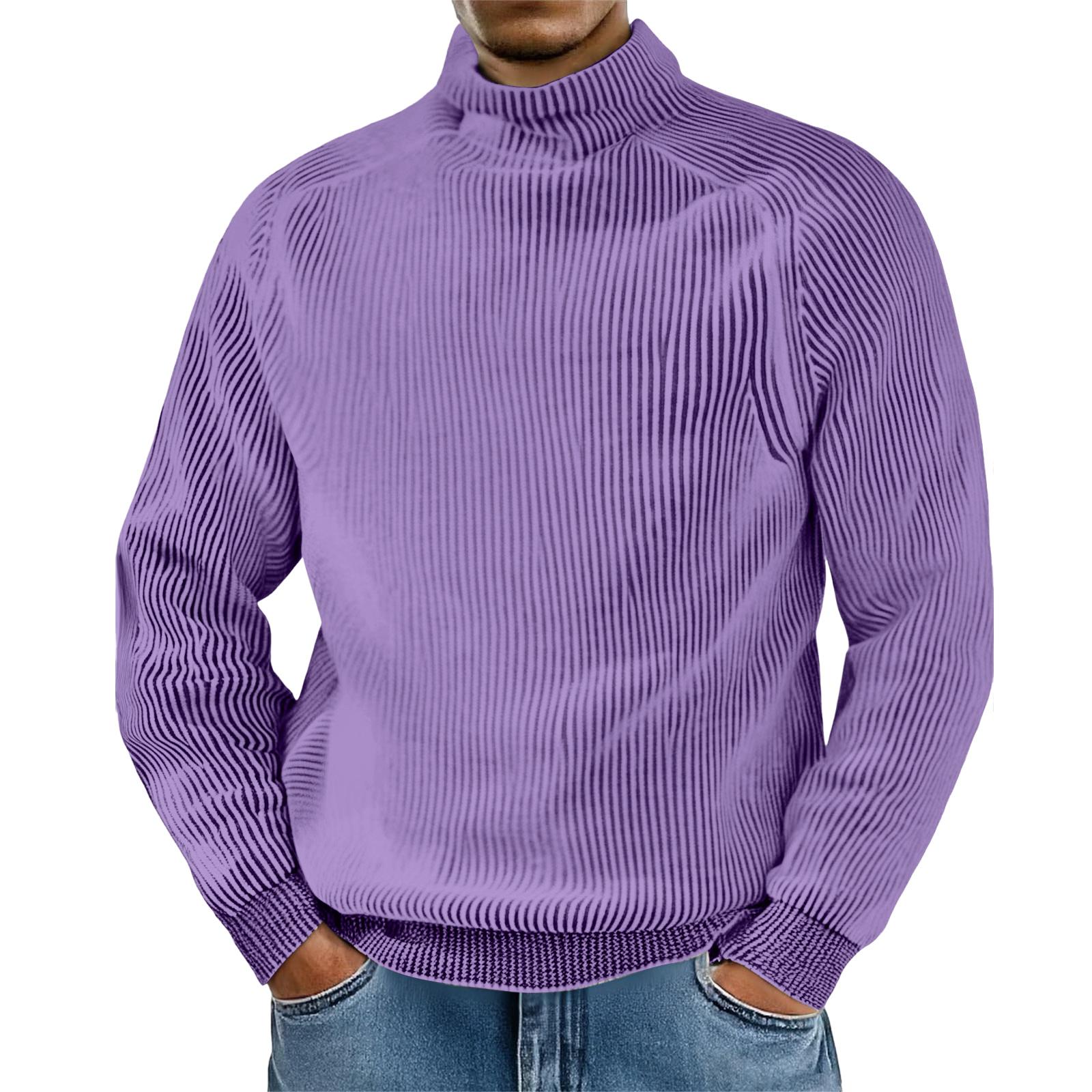 

Чоловічий вільний повсякденний трикотажний топ з круглим вирізом та довгими рукавами L фіолетовий