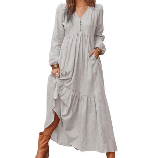 Rochie de soare de sărbători, plisată, până la gleznă, ușoară, populară, primăvară, toamnă, cu mânecă lungă, rochie lejeră.