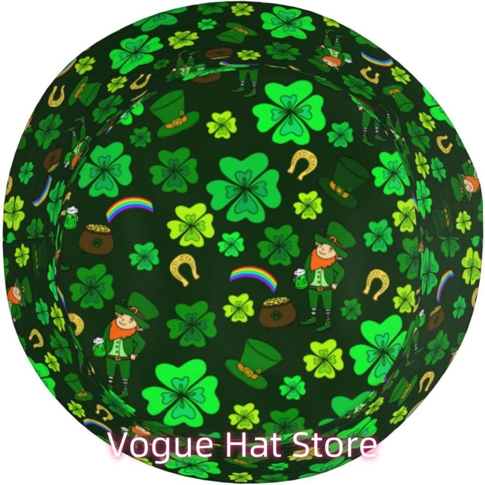 St. Patrick'S Day Bucket Hat Lucky Shamrock Sun Hat Green Clover Fisherman Cap Travel Hat For Women Men