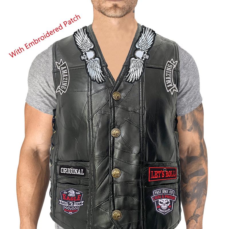 Trendy Men's And Denim Horse Oversized Embroidered Vest With Sleeveless Personalized Casual Camisole Braiding the thread Braiding the thread 06-1