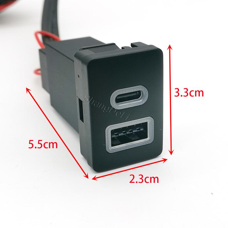 White Led Fit for For Toyota New LC120 Prado Fuse Box Connector Car Type-C PD QC3.0 Dual Phone Charging Adapter Charger Socket