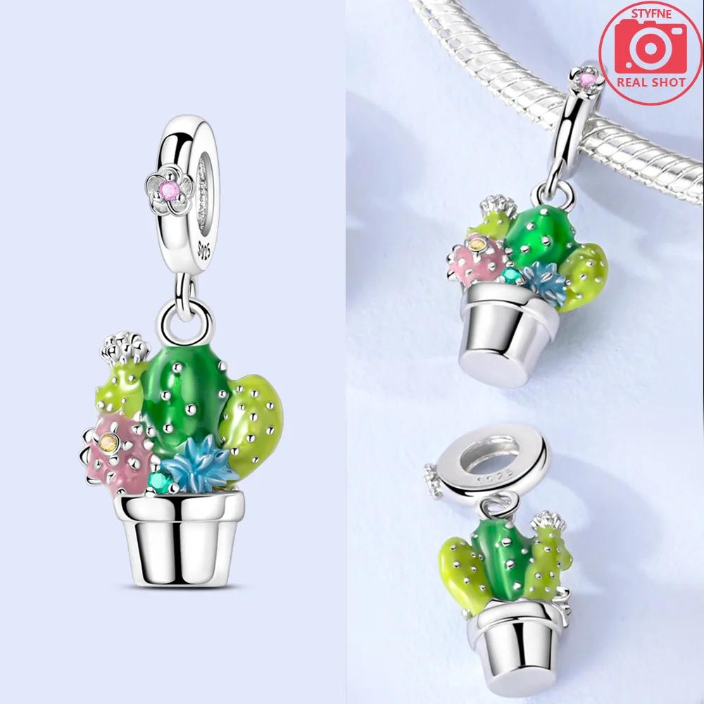 

Charm Bead Components Copper Metal Authentic Original Green Plant Cactus Sunflower Bead Components Compatible With Bracelet High Quality Fine Jewelry