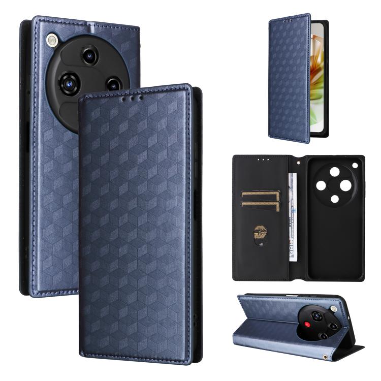 Cubic Grid Texture Flip Leather Phone Case