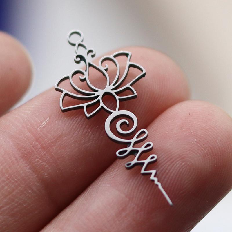 3pcs Vintage Lotus Flower/Potted Plant/Maple Leaf Art Line DIY Tassels Earrings Necklace Jewelry Making Titanium Steel Pendant KTJ