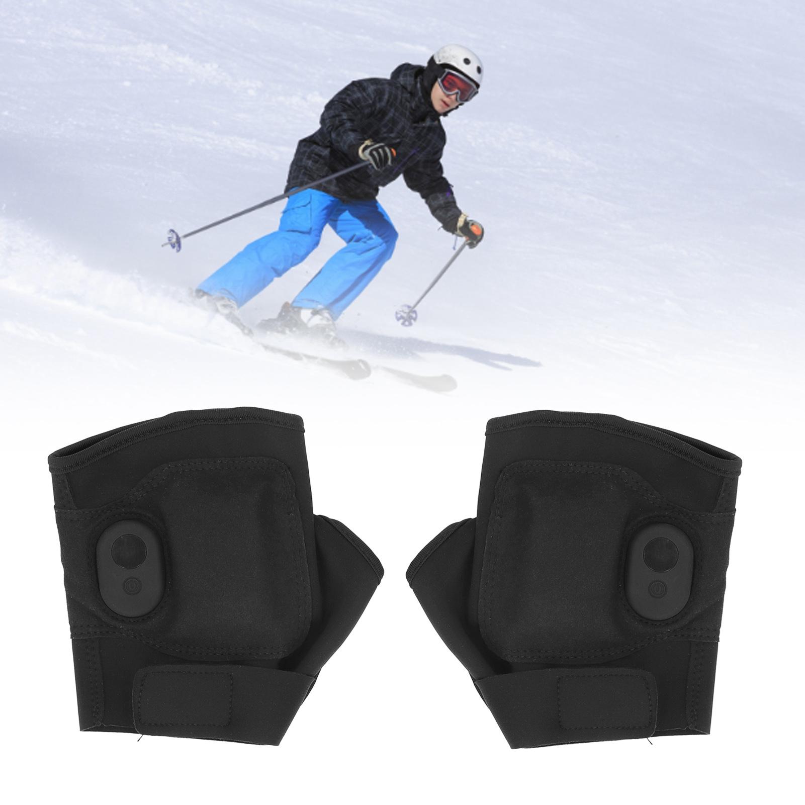 

One Pair Polyurethane Fiber USB Non Slip Waterproof Electric Heated Fingerless Gloves 3 Gears 55℃ Palm Back Heating Area