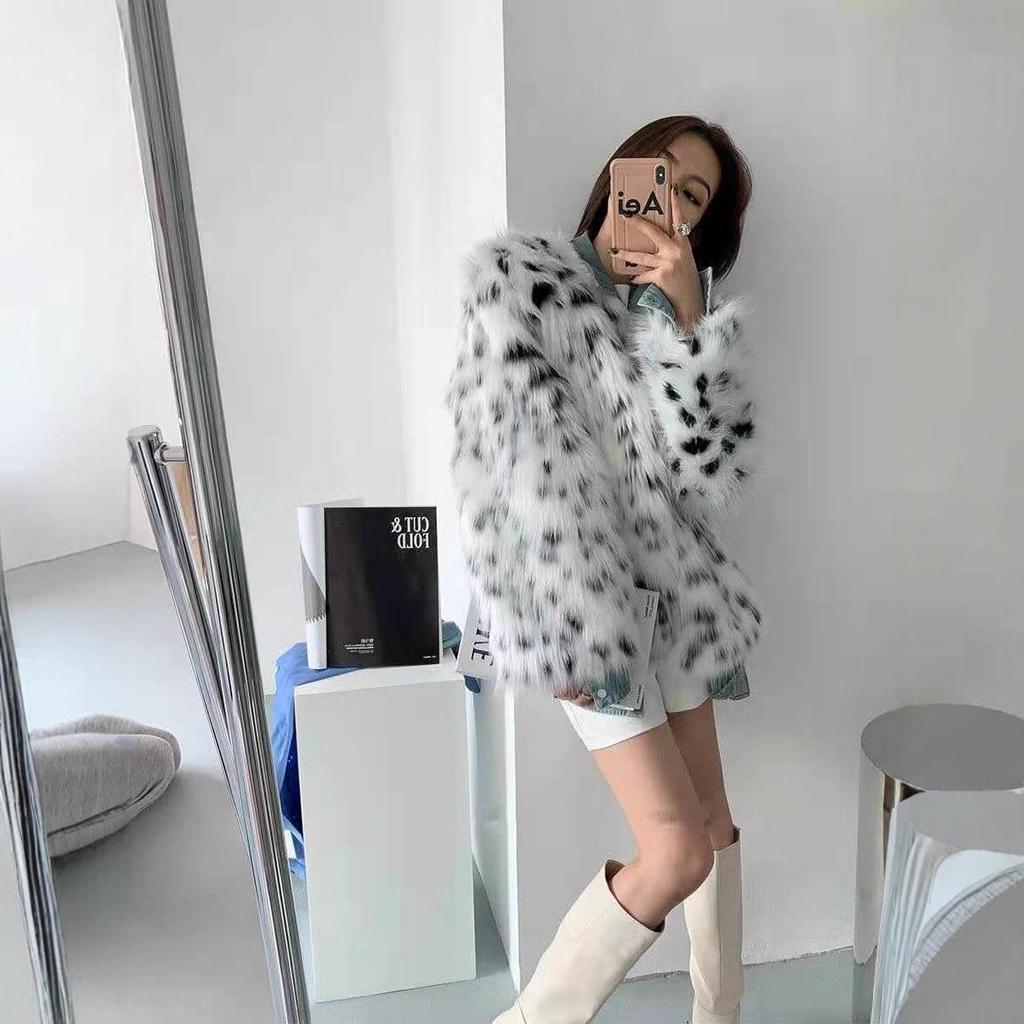 2025 Winter Women's Imitation Fox Fur Spotted Cardigan – Short, Thick, Furry Overcoat