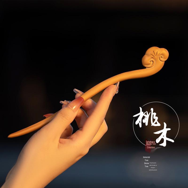 Livrare Gratuită Agrafă de Păr de Lux din Lemn de Piersic pentru Femei – Stil Chinezesc Antic & Modern