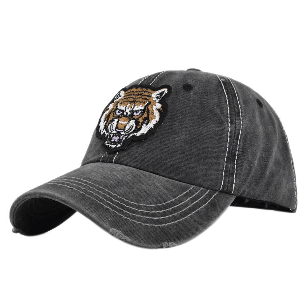 Tiger head embroidered baseball cap animal stereoembroider peaked cap sun hat hip hop hat Adjustable
