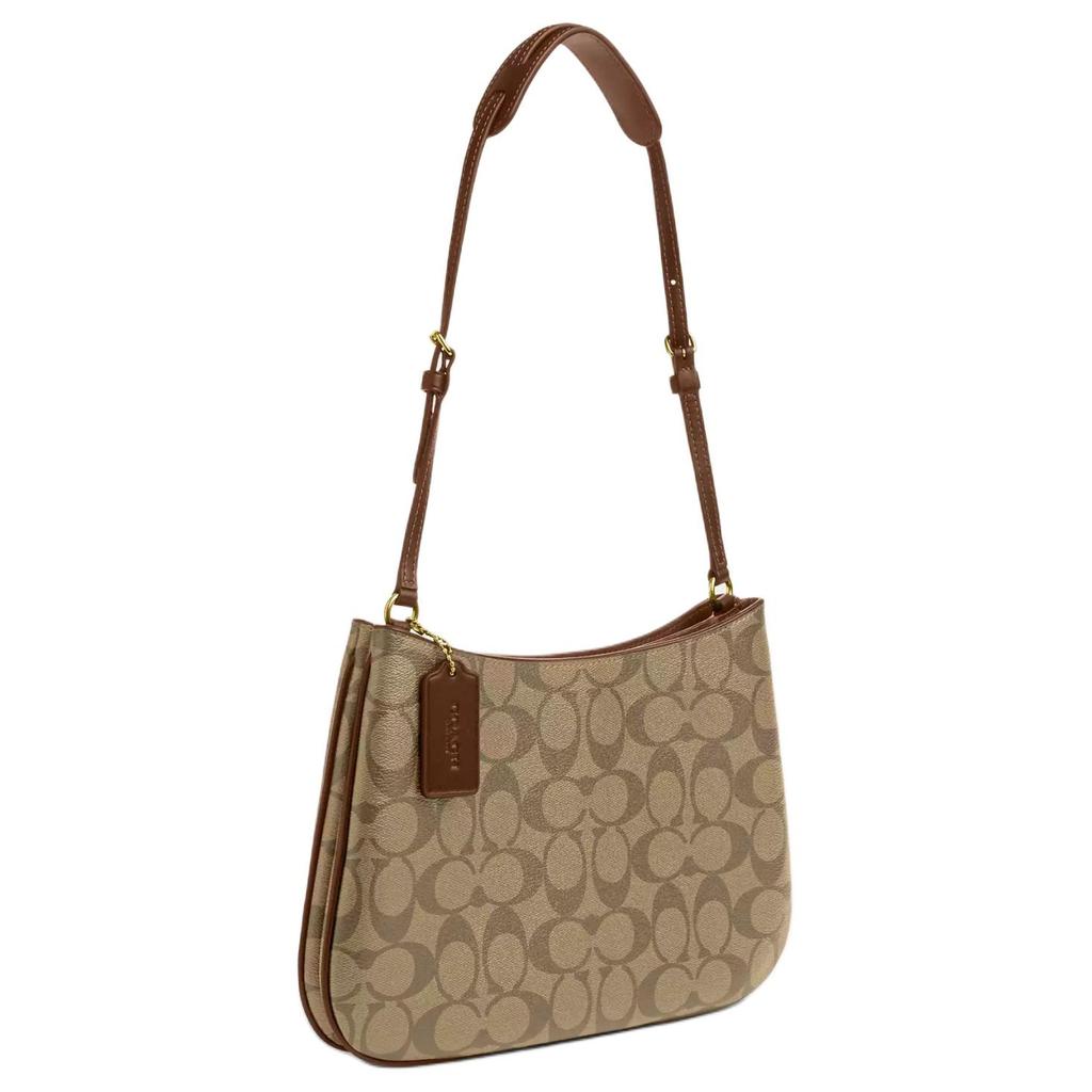 Coach Penelope 27 Klasyczna Torba Tote na Ramię ze Skóry z Monogramem Duże Damskie Torby Khaki Brąz Siodłowy CO953-IME74