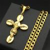 Catholic Jesus Cross Crucifix Pendant Necklace for Women Men Stainless Steel Gold Color Christ Amulet Chain Jewelry Party Gift
